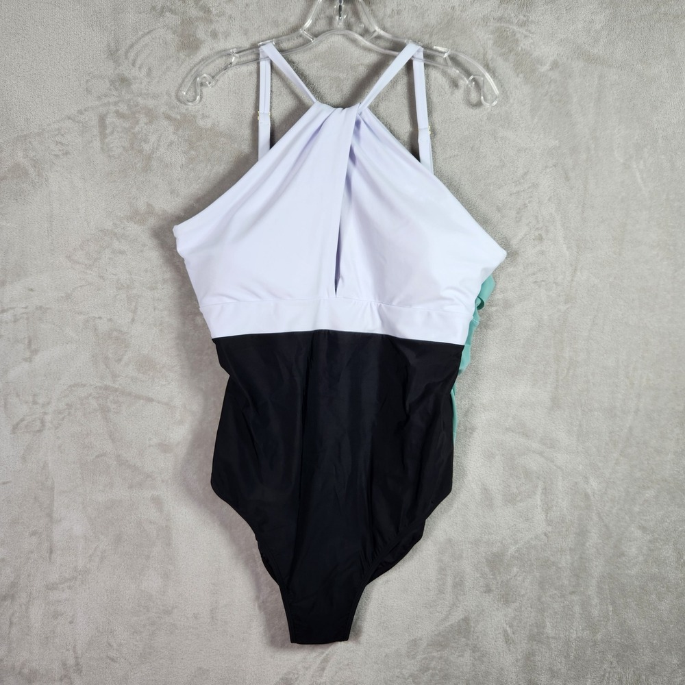 Women’s Two-Tone White and Black One-Piece Swimsuit